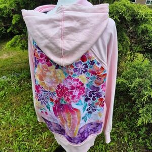 Danskin Light Pink Floral Oversized Ladies Medium Hoodie